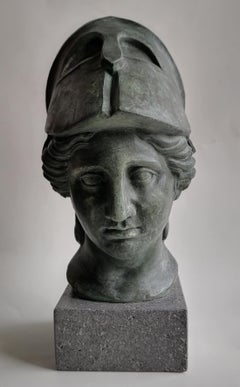 scultura di Atena in ceramica patinata bronzo -made in Italy