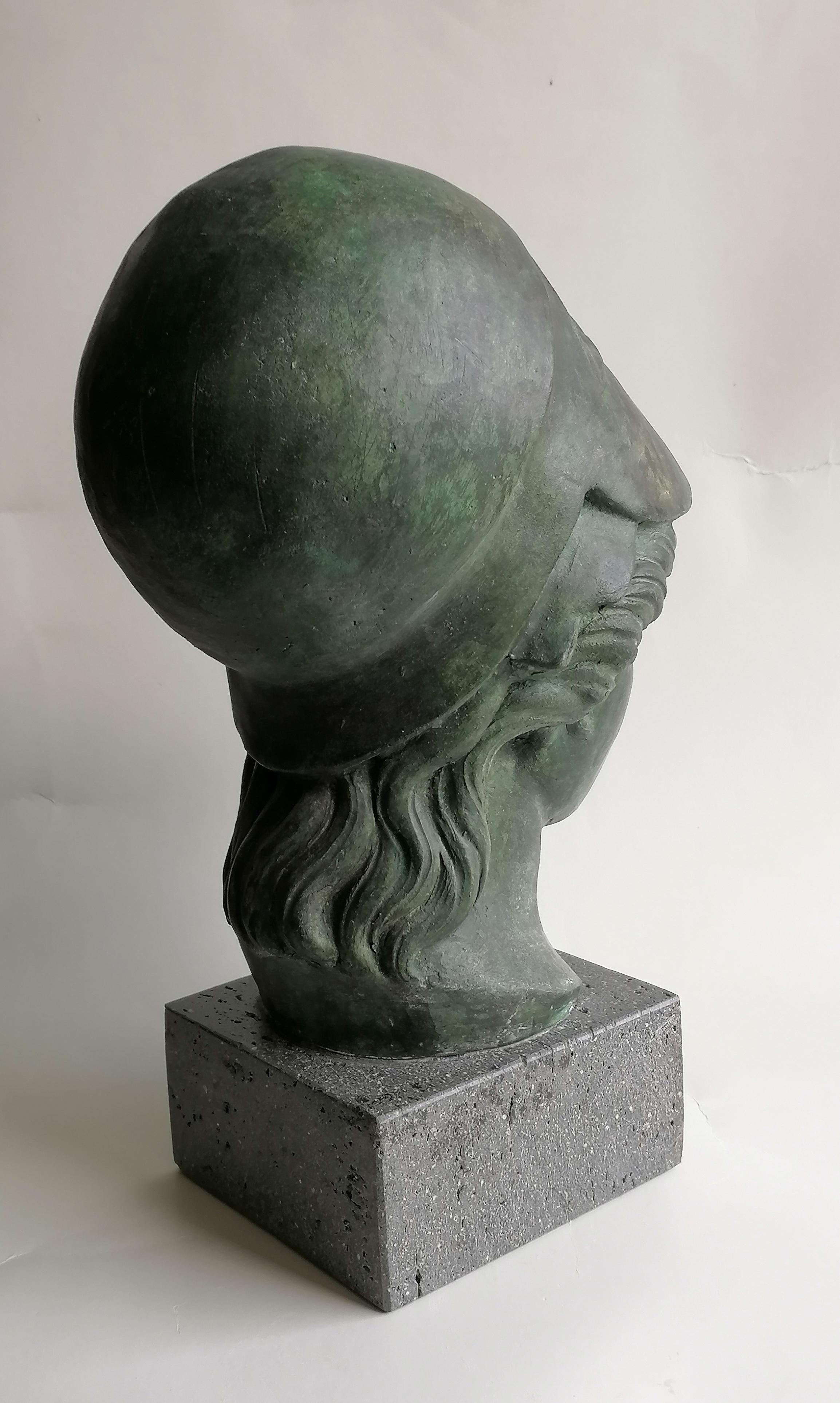 bronze patinated ceramic Athena sculpture -made in Italy In Good Condition For Sale In Tarquinia, IT
