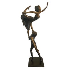 Französische Bronzeskulptur von Tänzern aus den 1930er Jahren