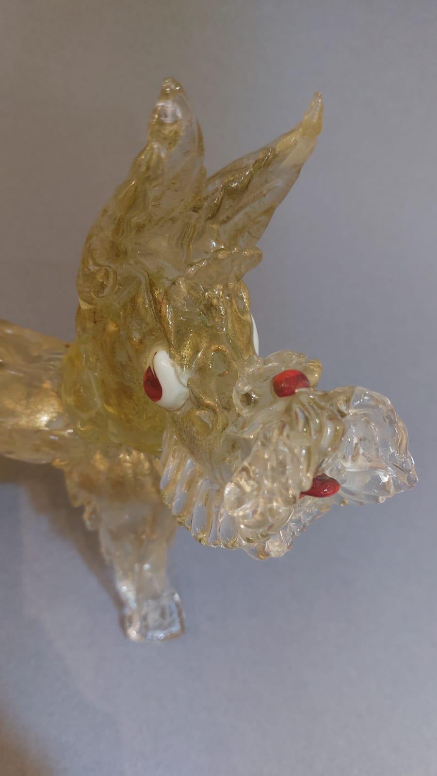 Escultura de cristal de Murano soplado de un perro terrier en venta 2