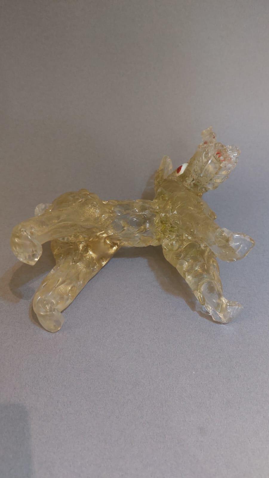 Escultura de cristal de Murano soplado de un perro terrier en venta 3
