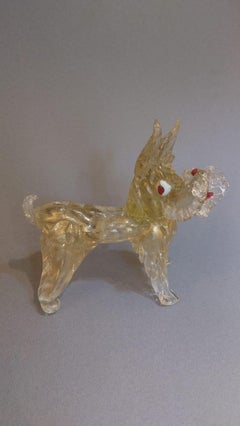 Skulptur eines Terriers aus geblasenem Muranoglas