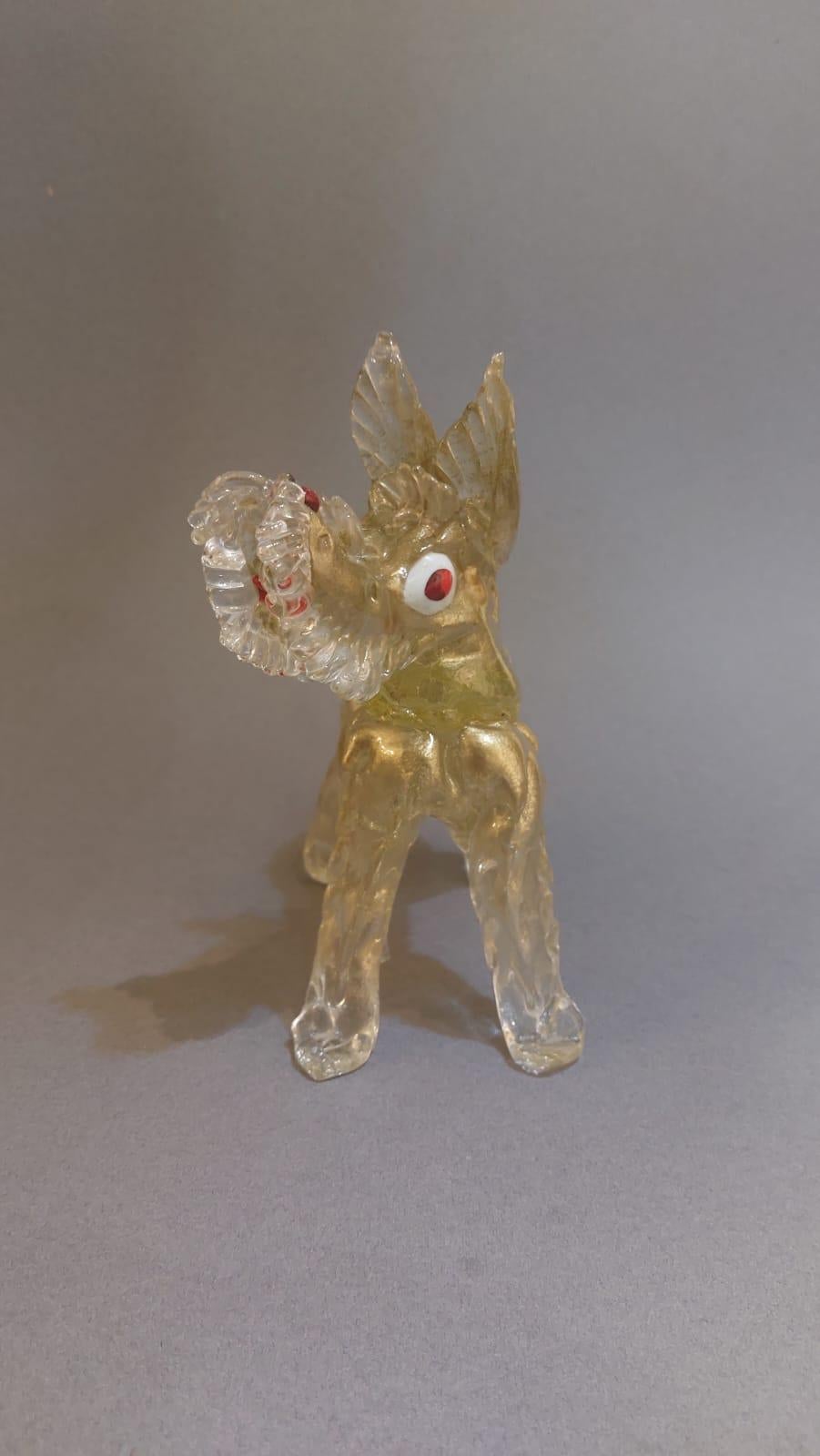 Escultura de cristal de Murano soplado de un perro terrier Italian en venta