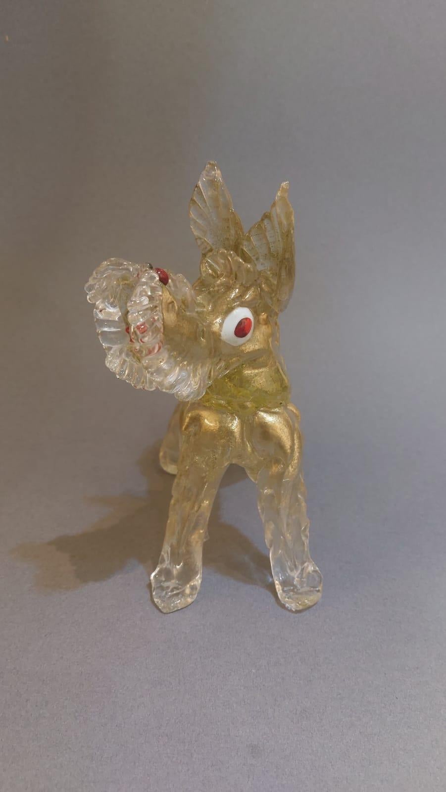 Escultura de cristal de Murano soplado de un perro terrier Forjado en venta