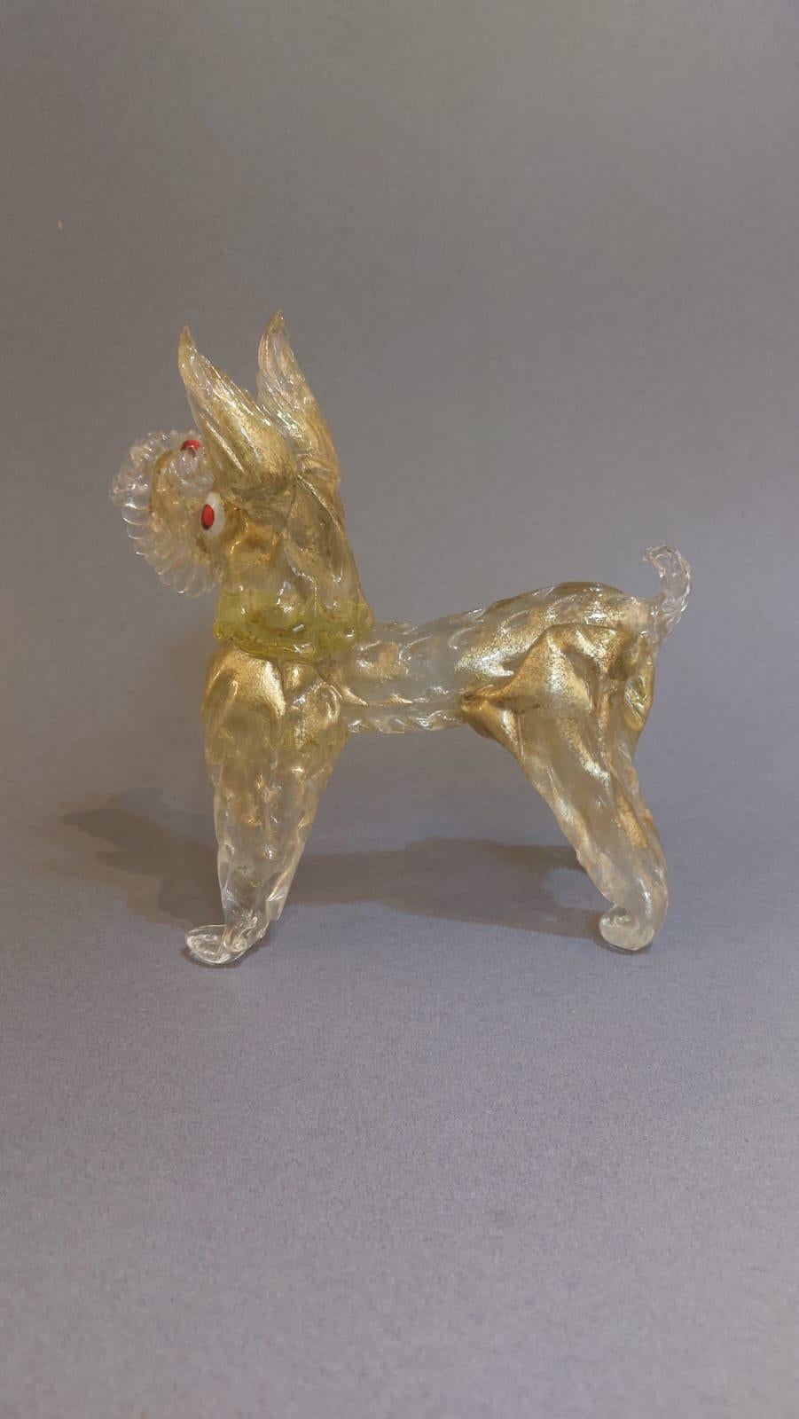 Escultura de cristal de Murano soplado de un perro terrier Mid-20th Century en venta