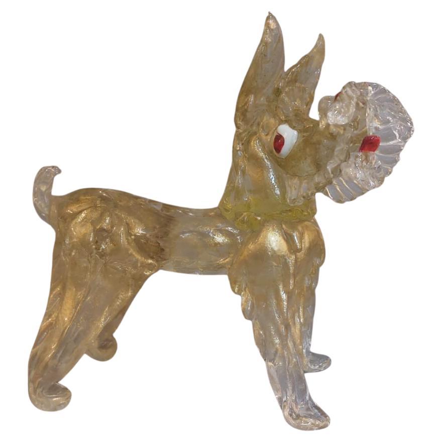 Escultura de cristal de Murano soplado de un perro terrier en venta