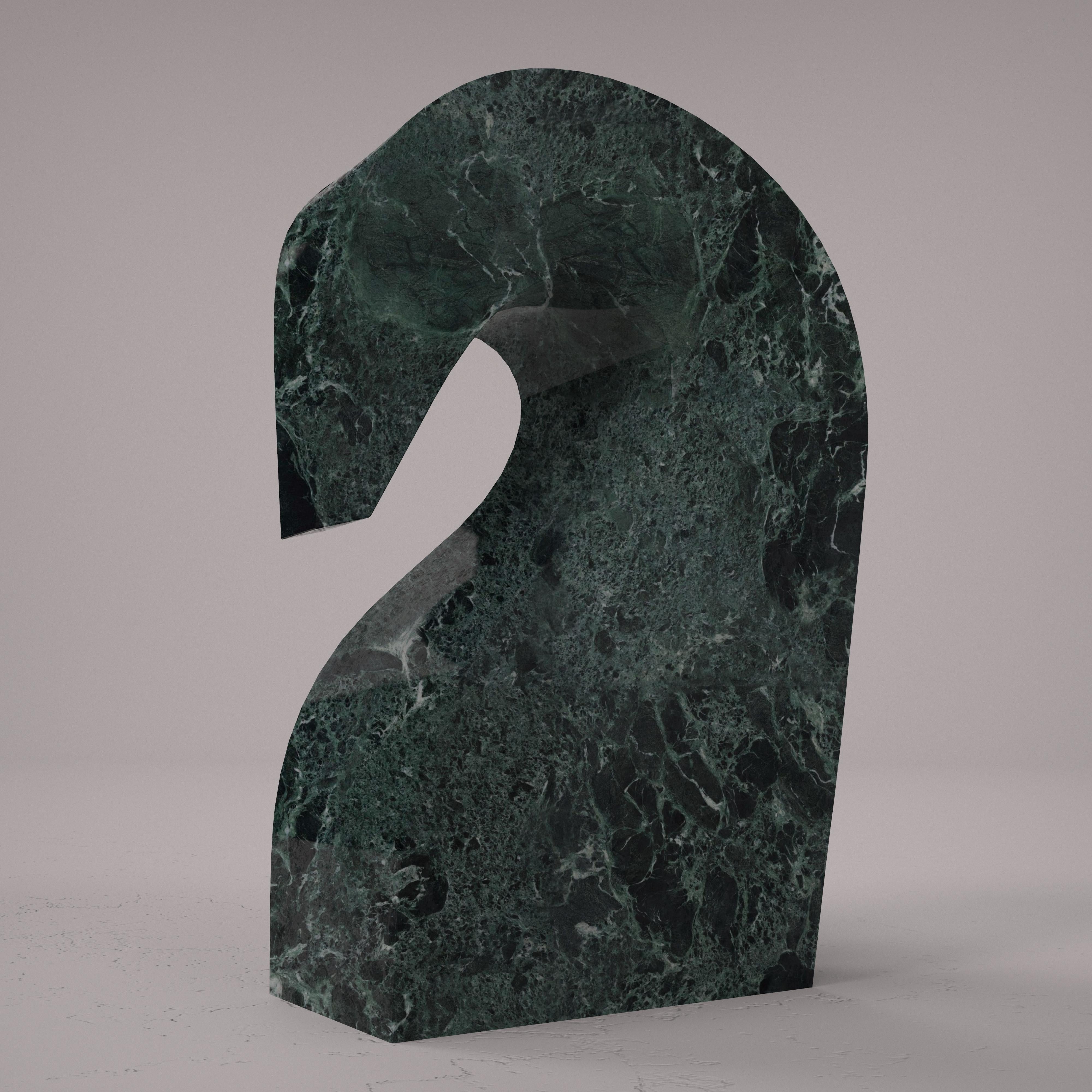 Italian Horse sculpture in Verde Alpi marble by Carcino Design For Sale