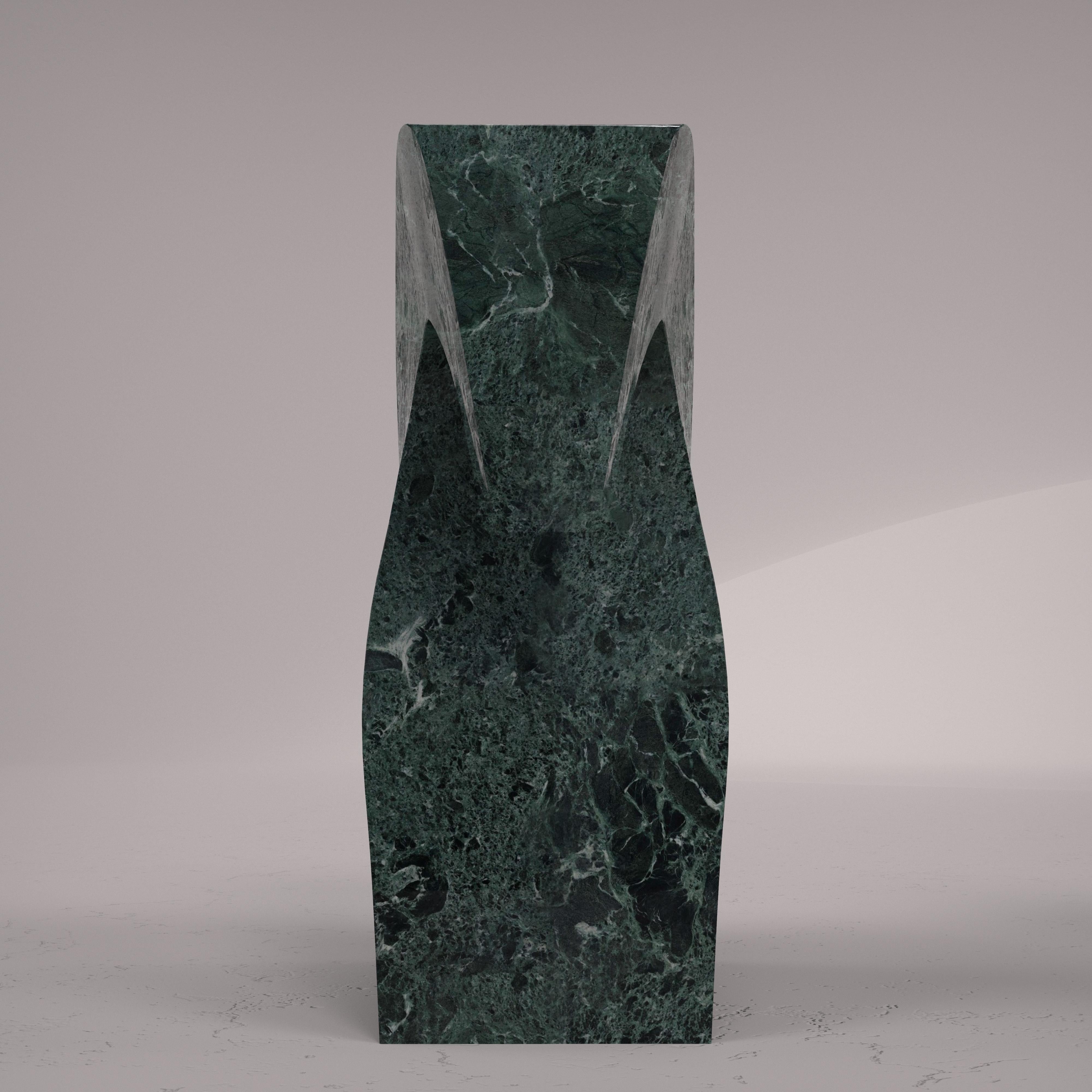 Sandblasted Horse sculpture in Verde Alpi marble by Carcino Design For Sale