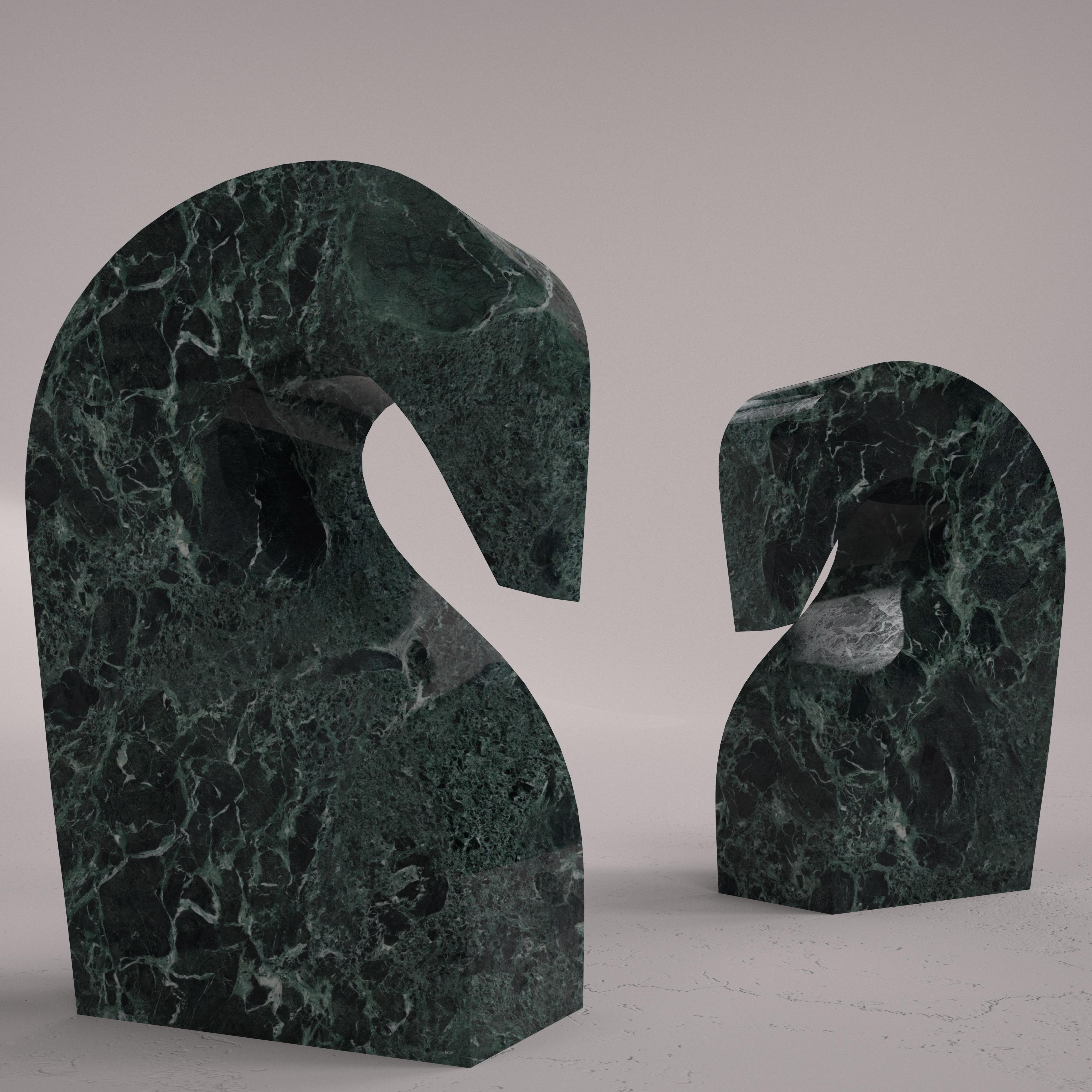 Horse sculpture in Verde Alpi marble by Carcino Design In New Condition For Sale In Treviso, IT
