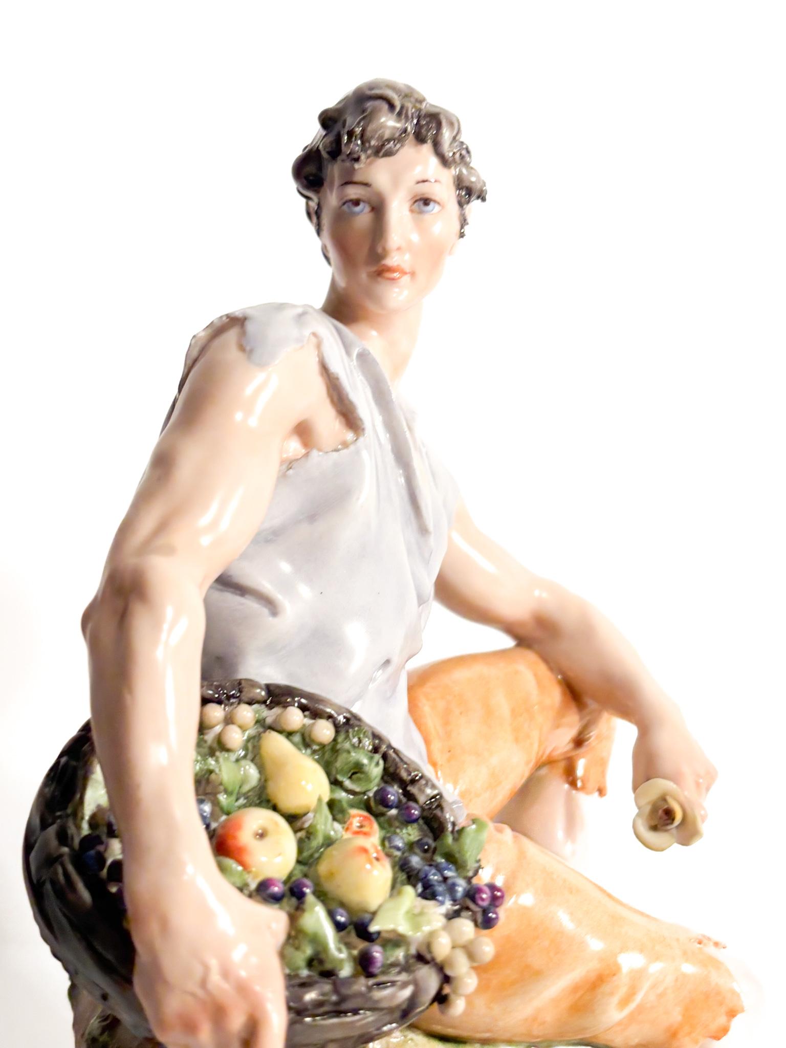 Mid-20th Century Scultura di Contadino in Porcellana di Capodimonte di Giuseppe Cappè del 1958 in vendita