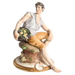 Scultura di Contadino in Porcellana di Capodimonte di Giuseppe Cappè del 1958