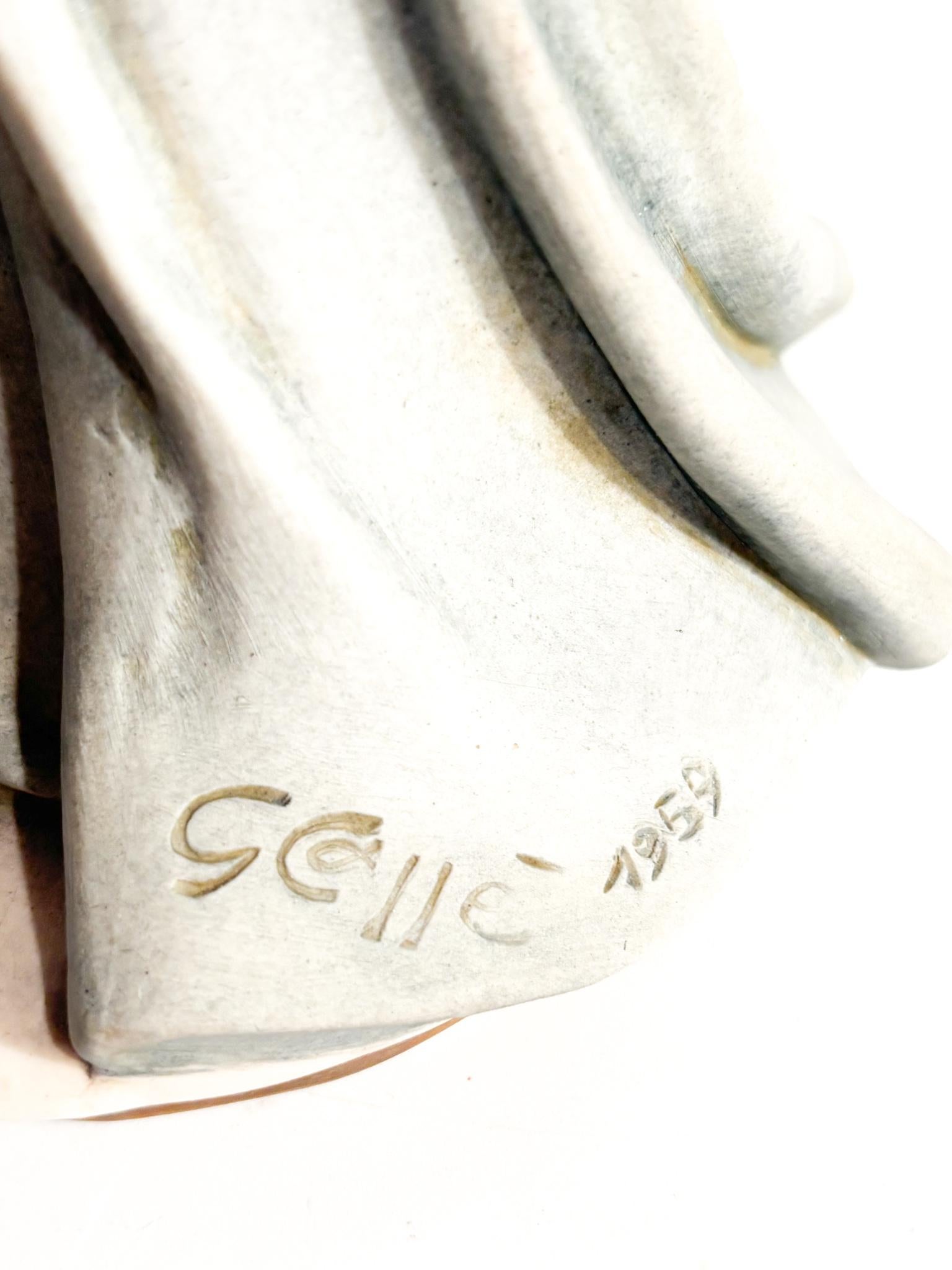 Scultura di Dama con Levriero in Ceramica di Giuseppe Cappè del 1959 in vendita 3
