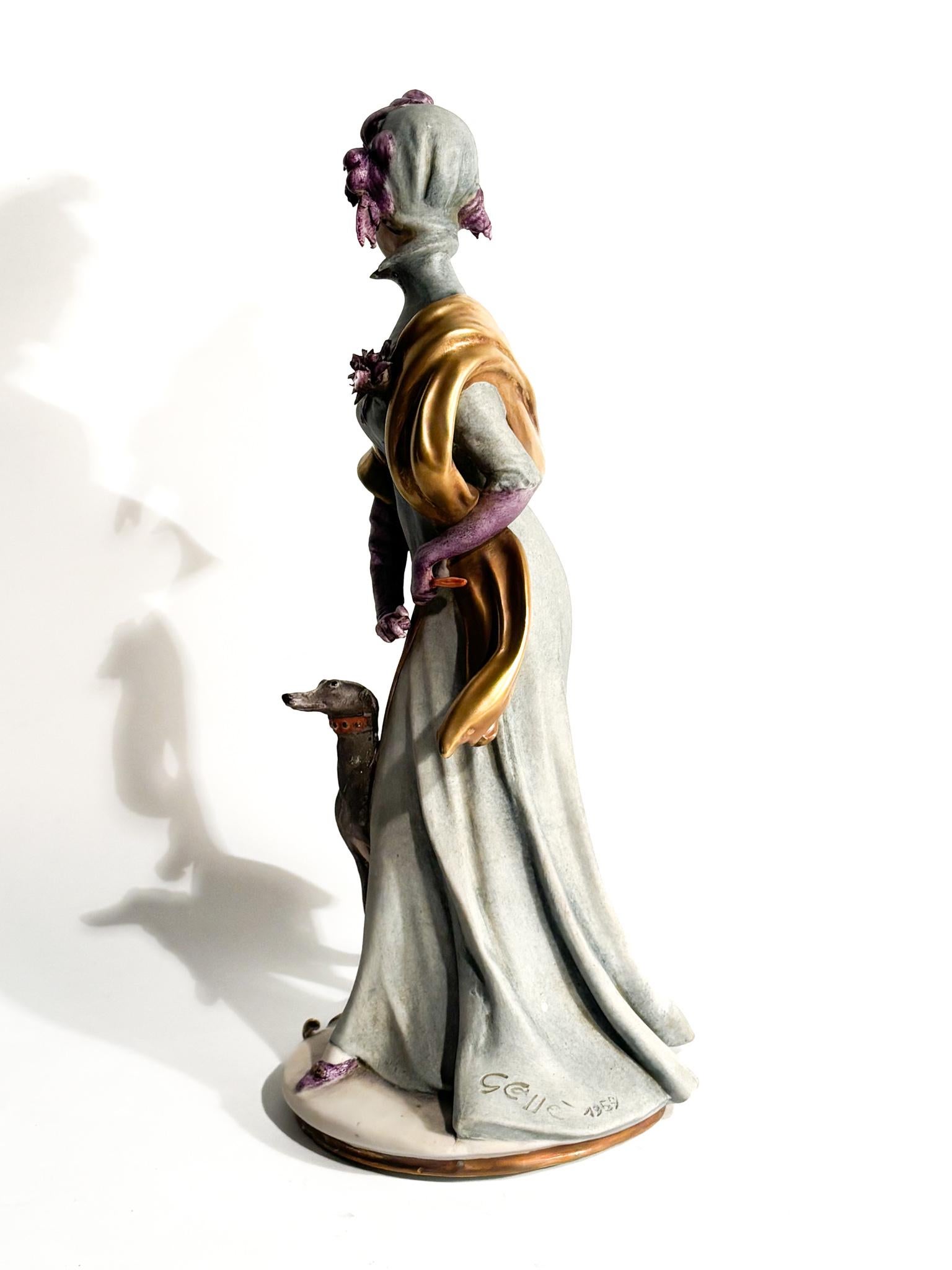 Scultura di Dama con Levriero in Ceramica di Giuseppe Cappè del 1959 in vendita 2