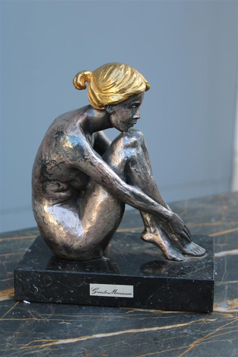 Italian Sculpture de femme en feuille d'argent et or Italie 1970 Guido Mariani en vente
