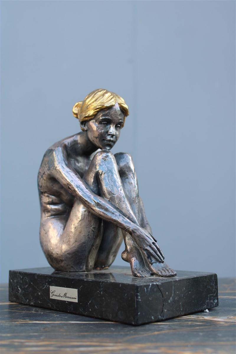 Skulptur einer Frau in Silberfolie und Gold Italien 1970er Jahre Guido Mariani im Angebot 2