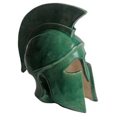 Greek Corinthian helmet sculpture handmade on ceramic -made in Italy