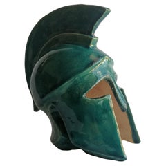Greek Corinthian helmet sculpture handmade on ceramic -made in Italy