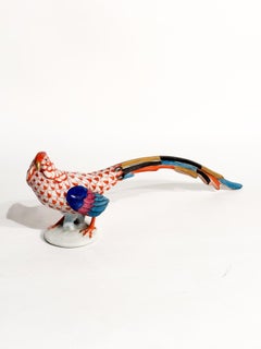 Hand Painted Porcelain Pheasant Sculpture from Herend 1970s