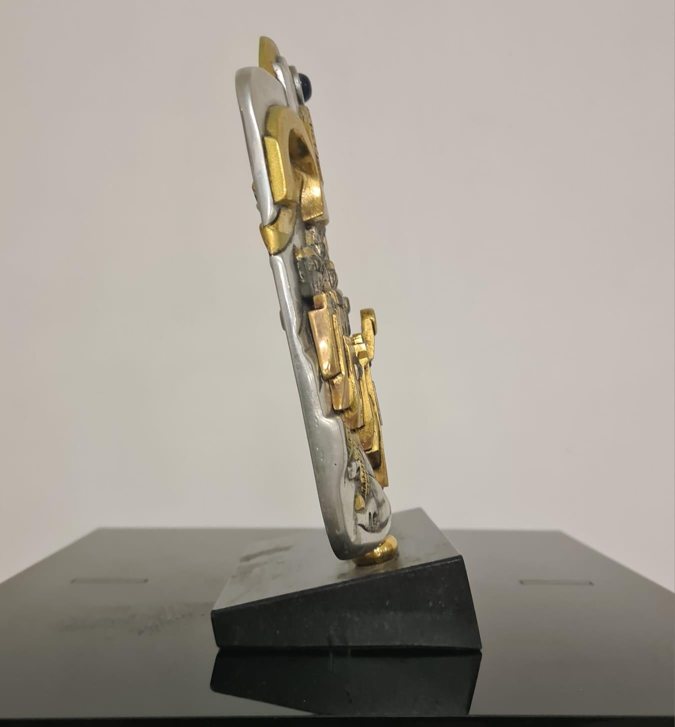Escultura de Frank Meisler, arte judío. Chapado en plata y oro. en venta 4