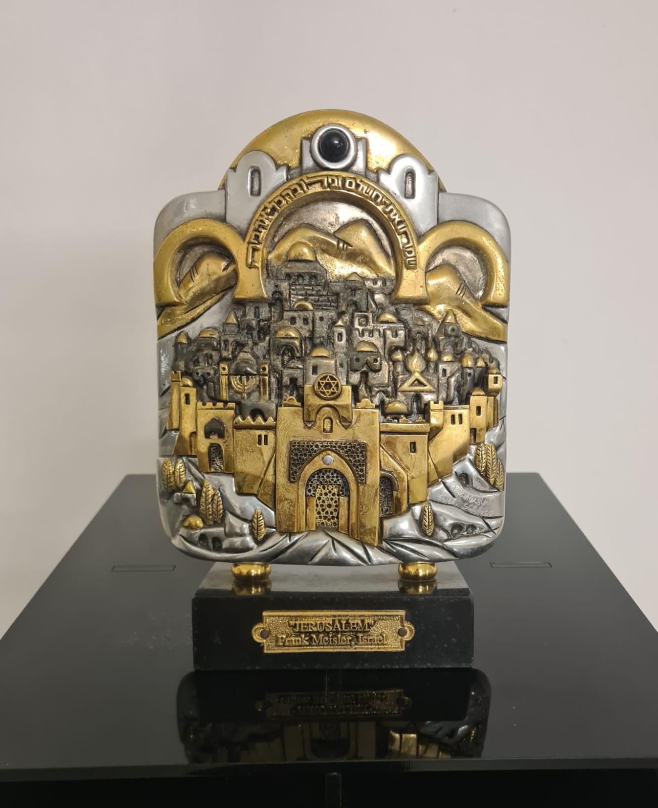 Escultura de Frank Meisler, arte judío. Chapado en plata y oro. en venta 11