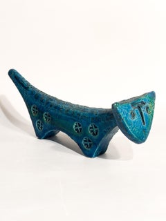 Ceramic Cat Sculpture 'Rimini Blue' By Aldo Londi For Bitossi 1970s