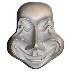 Scultura di maschera in bronzo prodotta da BRONZARTE Italia 1960s