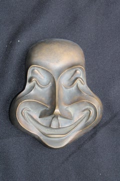 Scultura di maschera in bronzo prodotta da BRONZARTE Italia 1960s