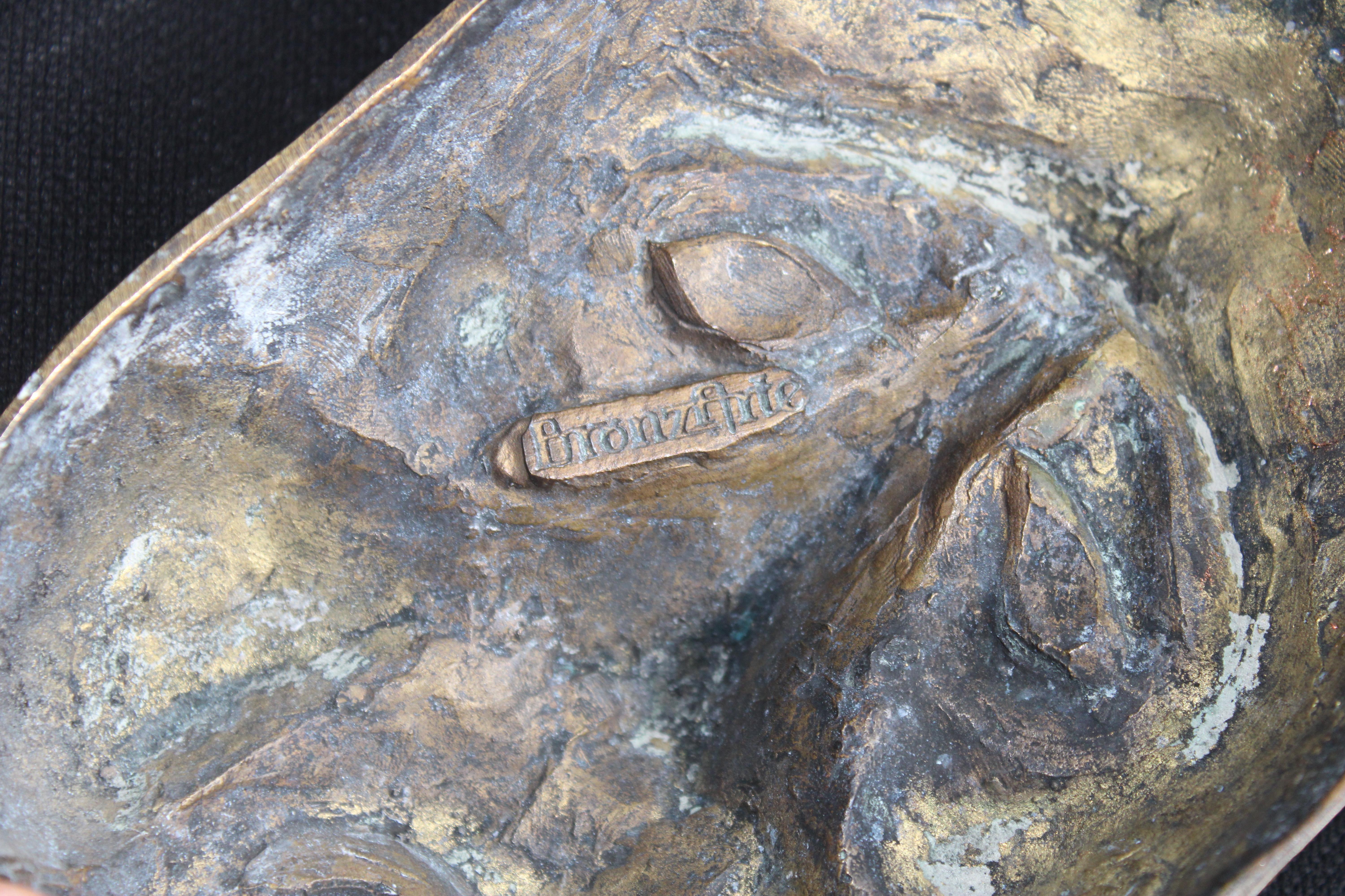 Italiano Scultura di Maschera in Solido Bronzo Italia 1950 BRONZARTE in vendita