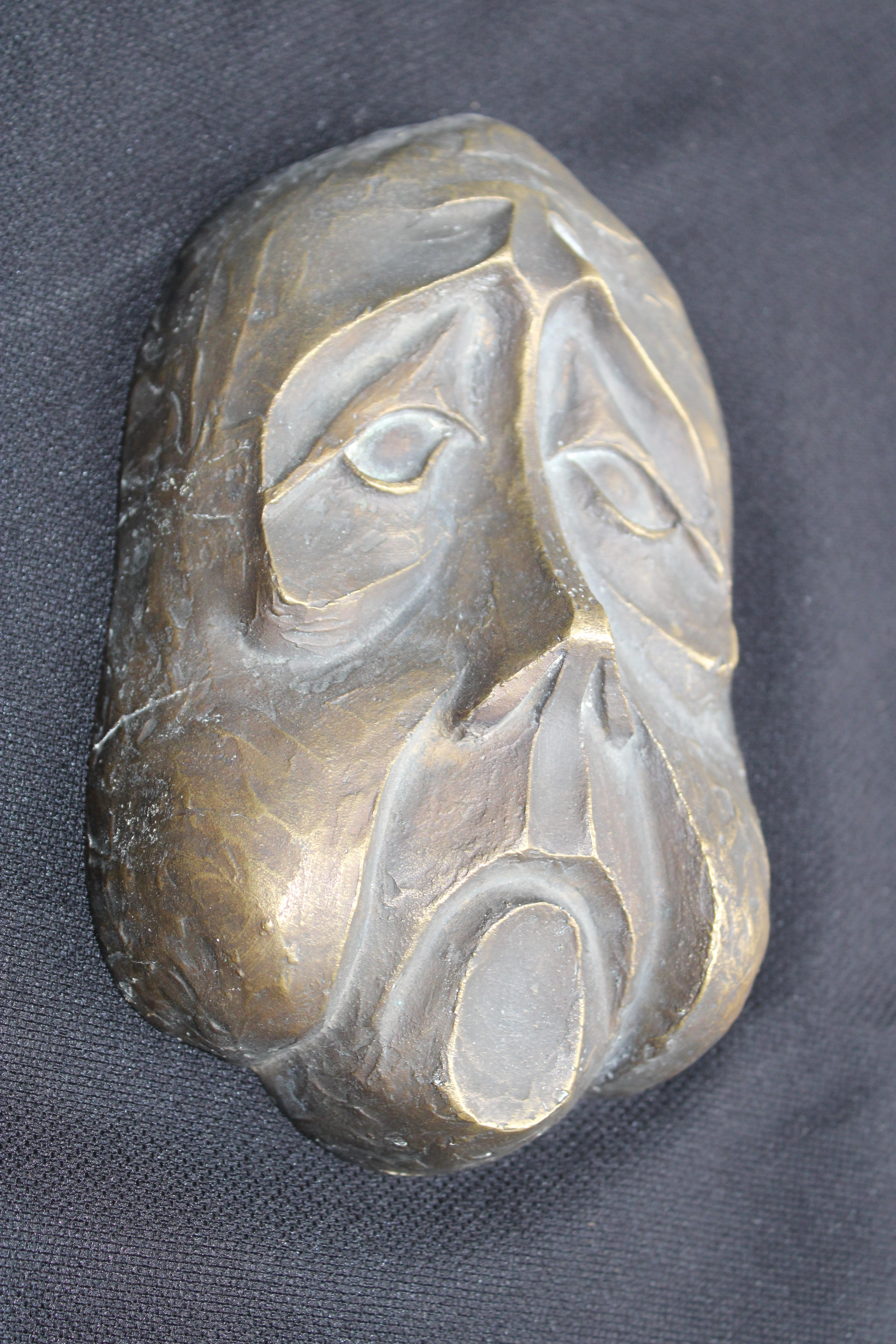 Scultura di Maschera in Solido Bronzo Italia 1950 BRONZARTE In condizioni buone in vendita a Palermo, Sicily