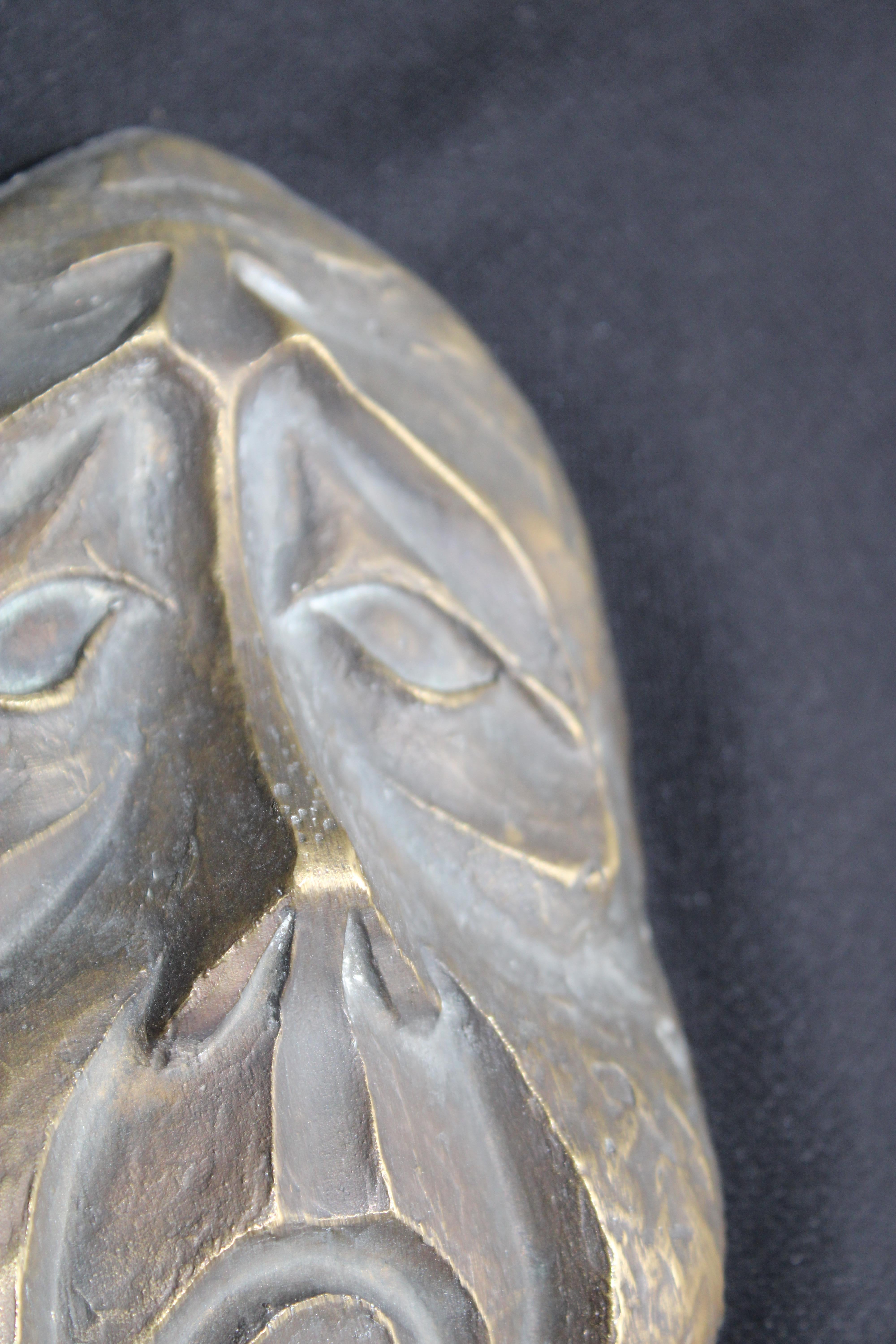 Scultura di Maschera in Solido Bronzo Italia 1950 BRONZARTE in vendita 2