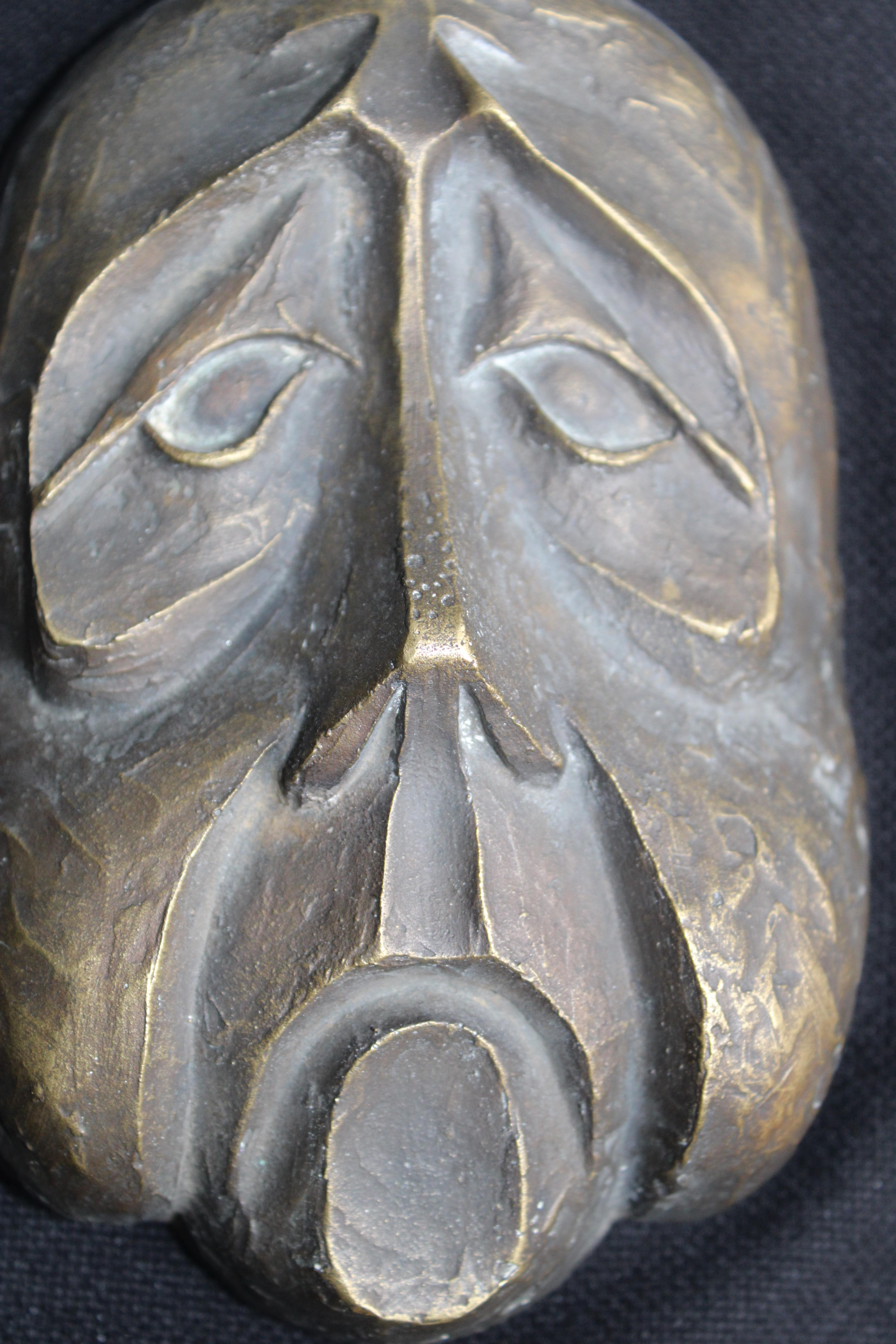 Scultura di Maschera in Solido Bronzo Italia 1950 BRONZARTE in vendita 3