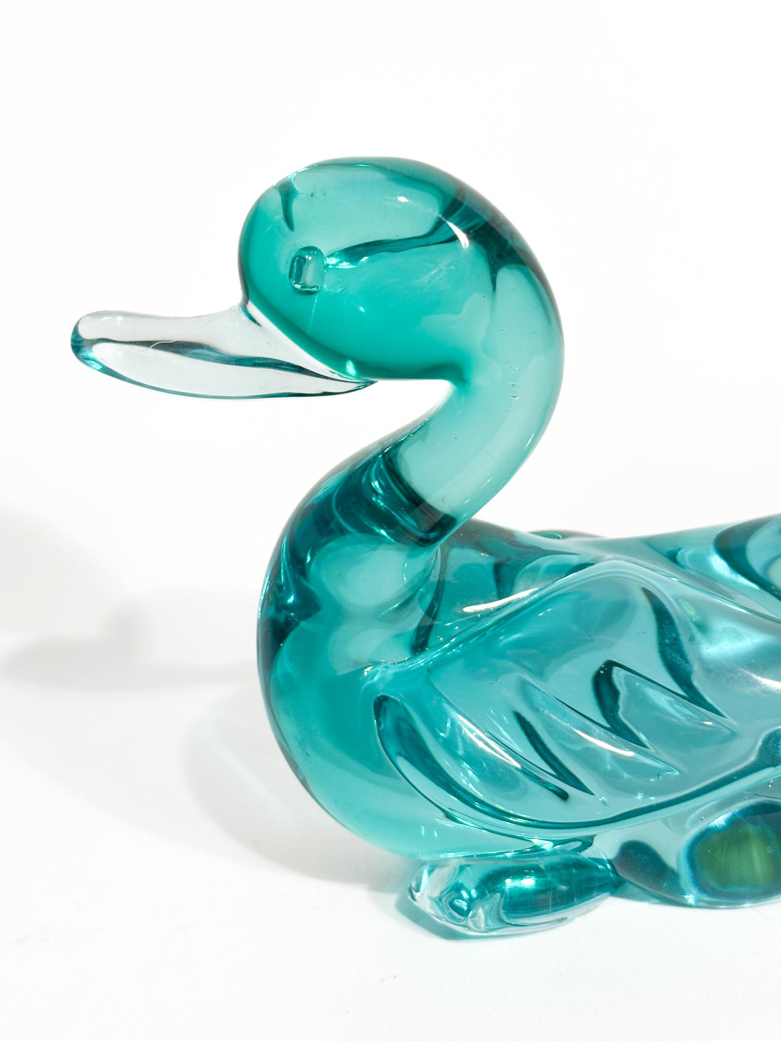 Mid-20th Century Sculpture de canard en verre de Murano vert par Archimede Seguso 1950s en vente