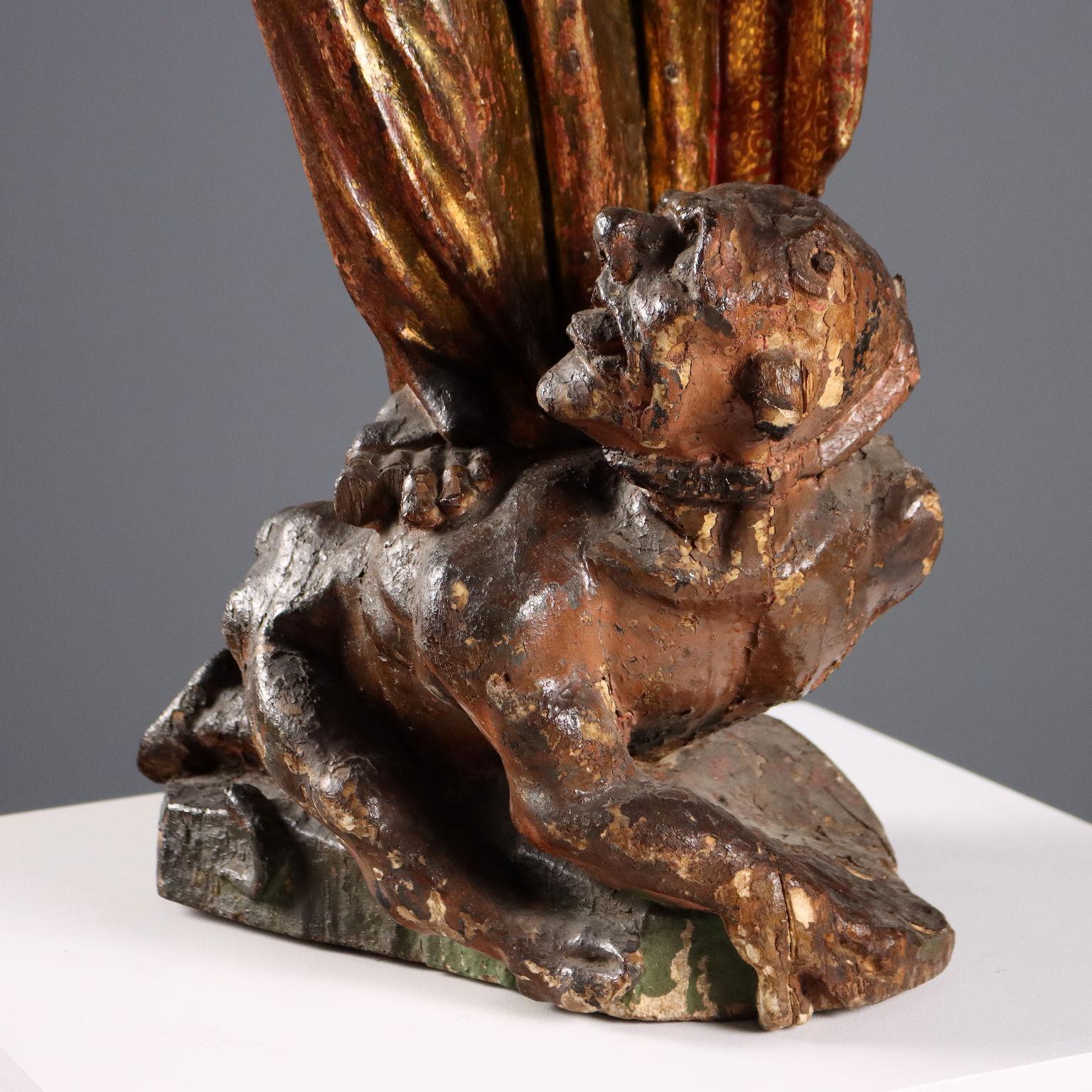 Legno Scultura di San Bernardo da Chiaravalle XVII secolo in vendita