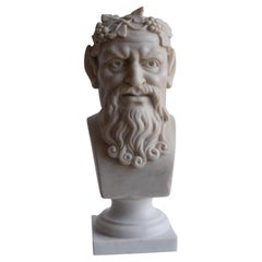 white Carrara marble satyr sculpture -made in Italy