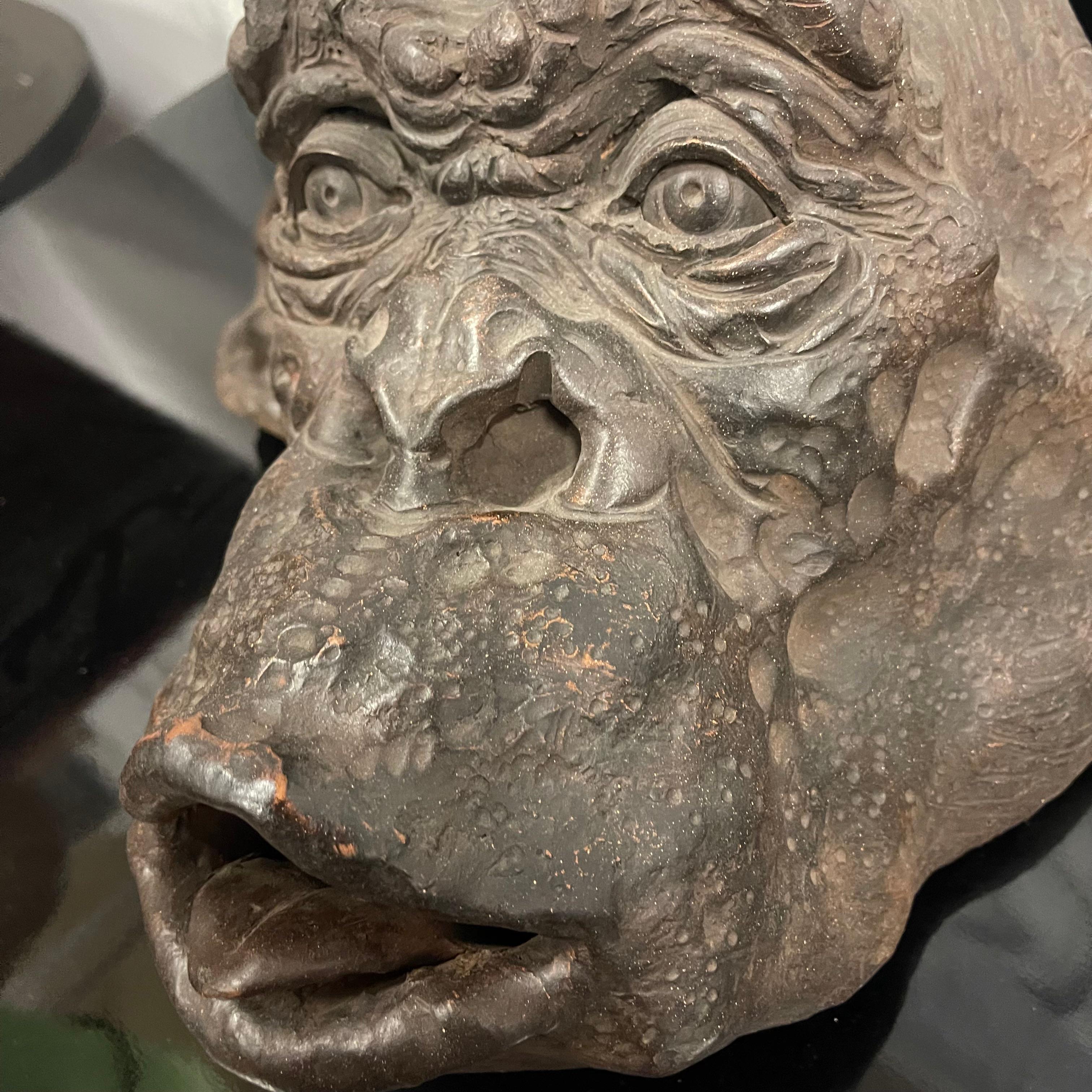Bonobo Monkey Head Sculpture in Terracotta Signed and Dated - Italy 2019 For Sale 7