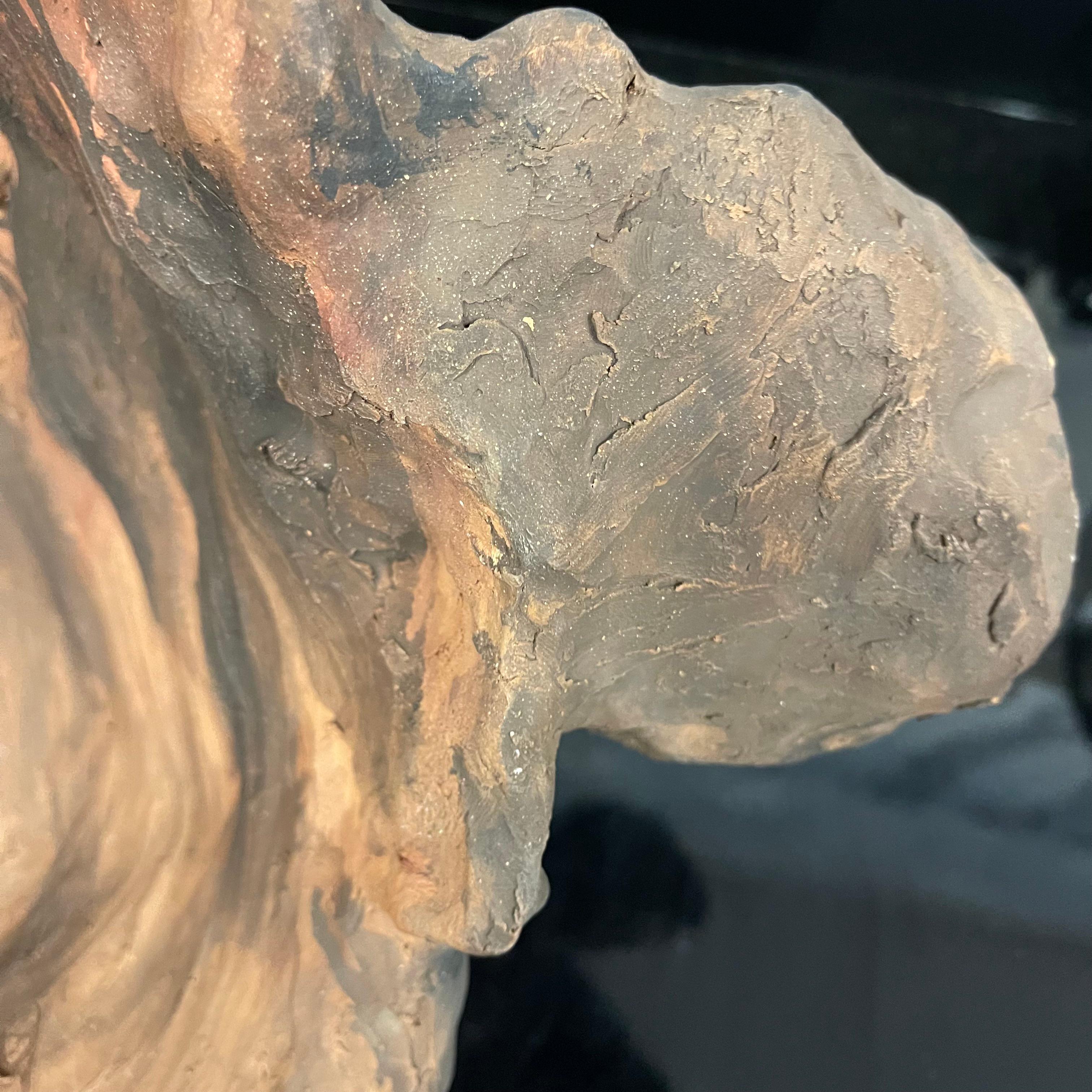 Bonobo Monkey Head Sculpture in Terracotta Signed and Dated - Italy 2019 For Sale 11