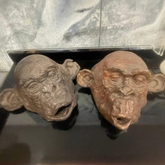 Scultura di Testa di Scimmia Bonobo in Terracotta firmata e Datata - Italia 2019