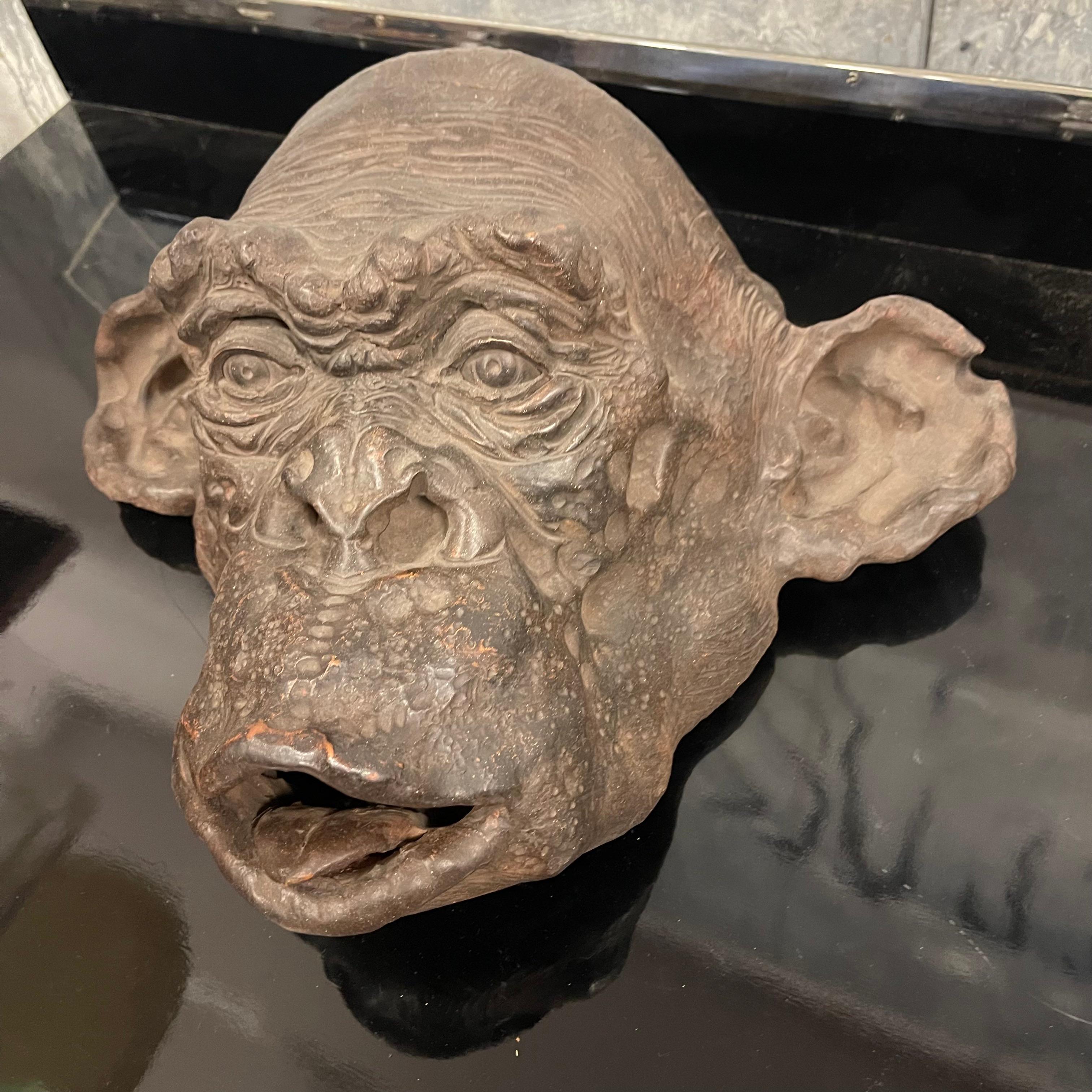 Bonobo Monkey Head Sculpture in Terracotta Signed and Dated - Italy 2019 In Excellent Condition For Sale In Milano, IT