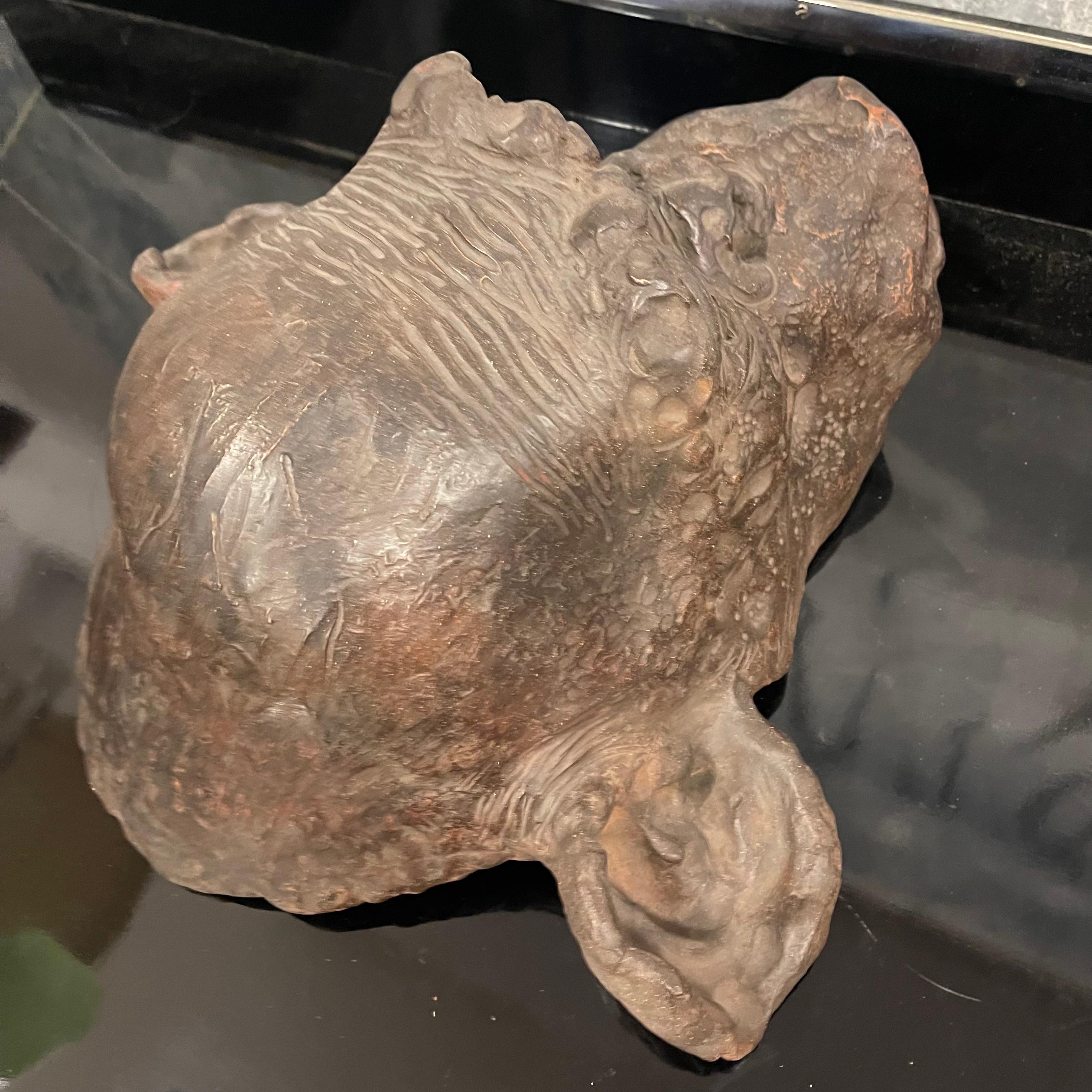 Bonobo Monkey Head Sculpture in Terracotta Signed and Dated - Italy 2019 For Sale 2
