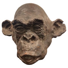 Sculpture en terre cuite tête de singe Bonobo signée et datée - Italie 2019