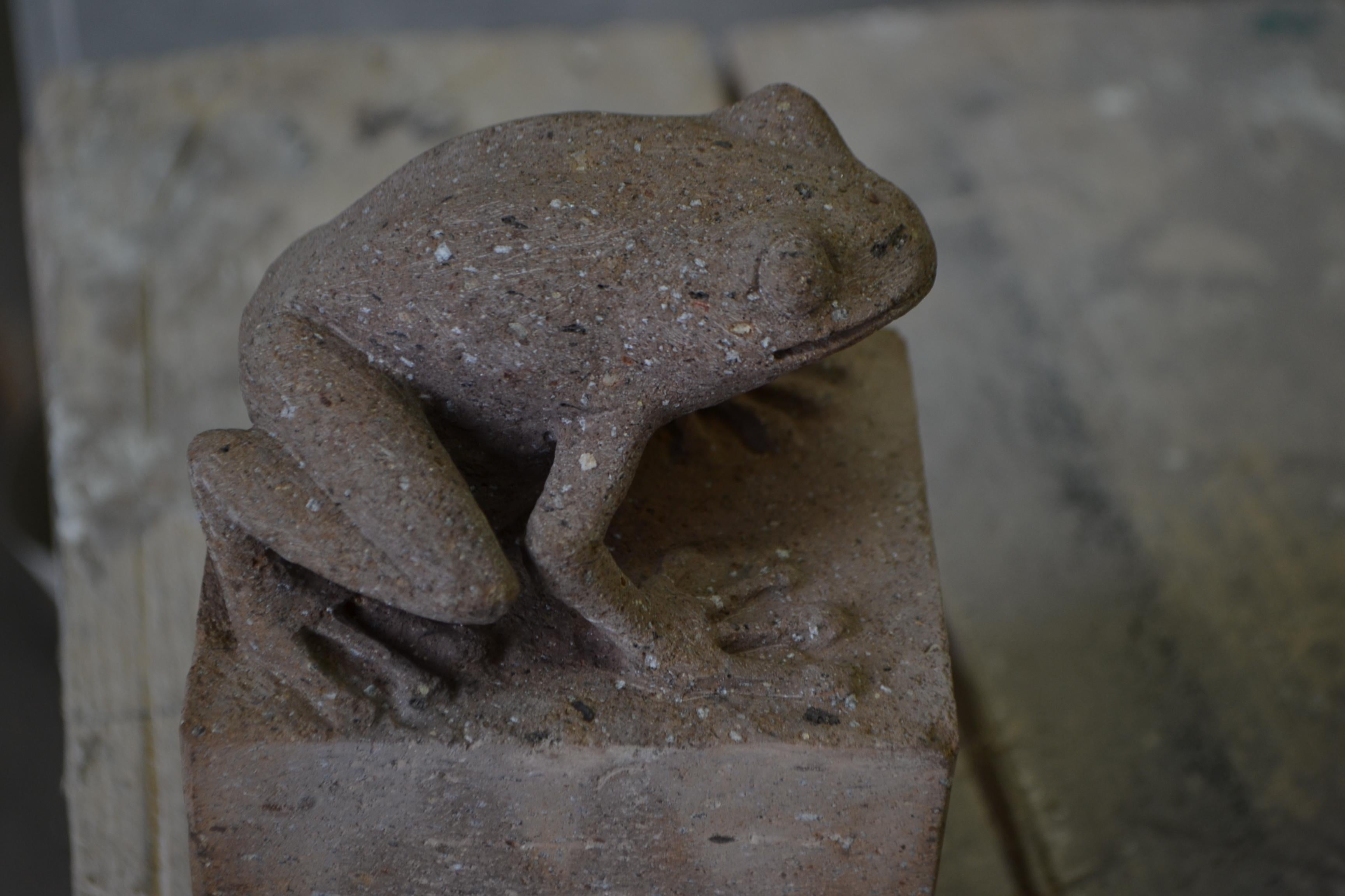 skulptur eines Frosches auf emailliertem Vulkangestein - Einzelstück - hergestellt in Italien (Zeitgenössisch) im Angebot