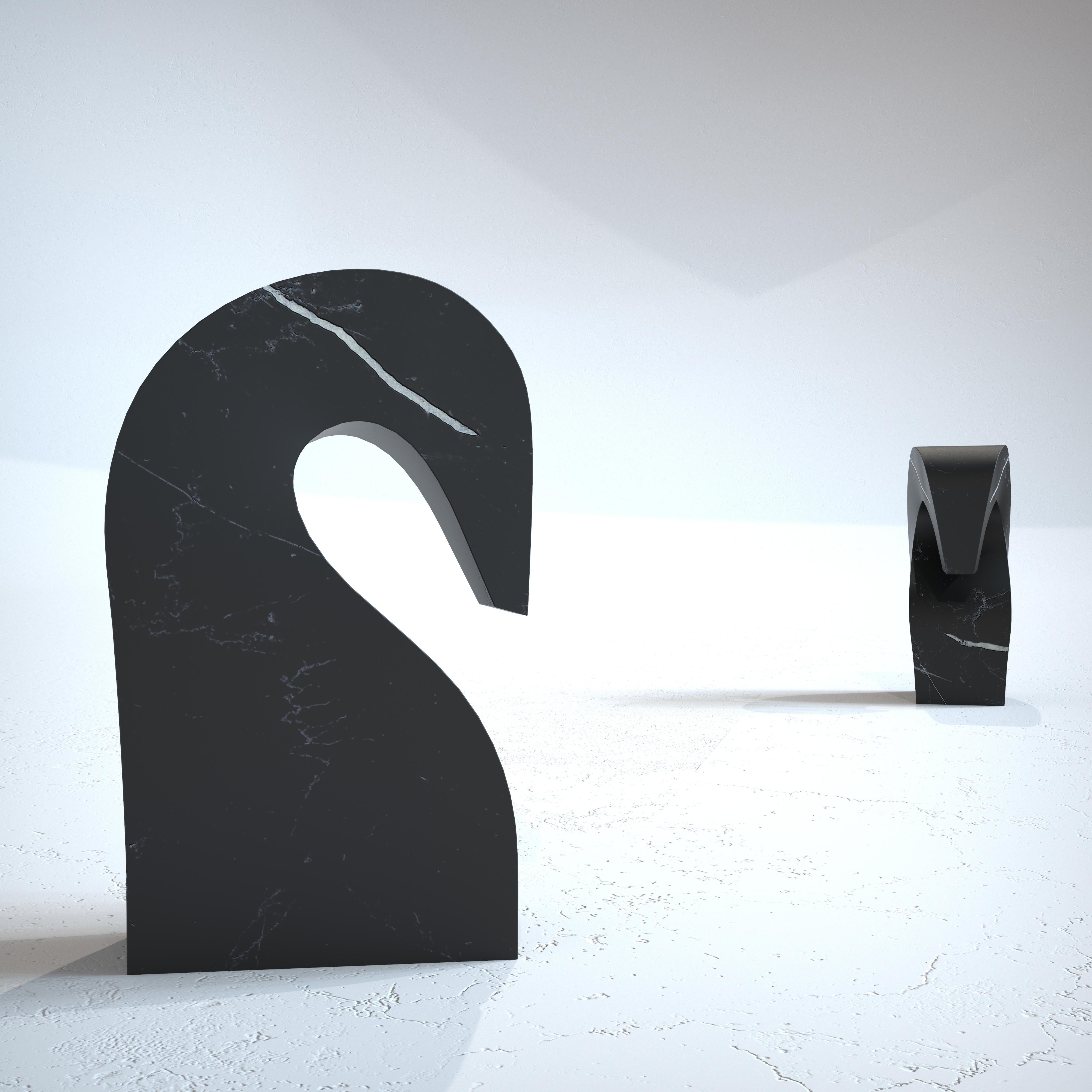 Contemporary Scultura di cavallo in marmo Black Marquina by Carcino Design For Sale