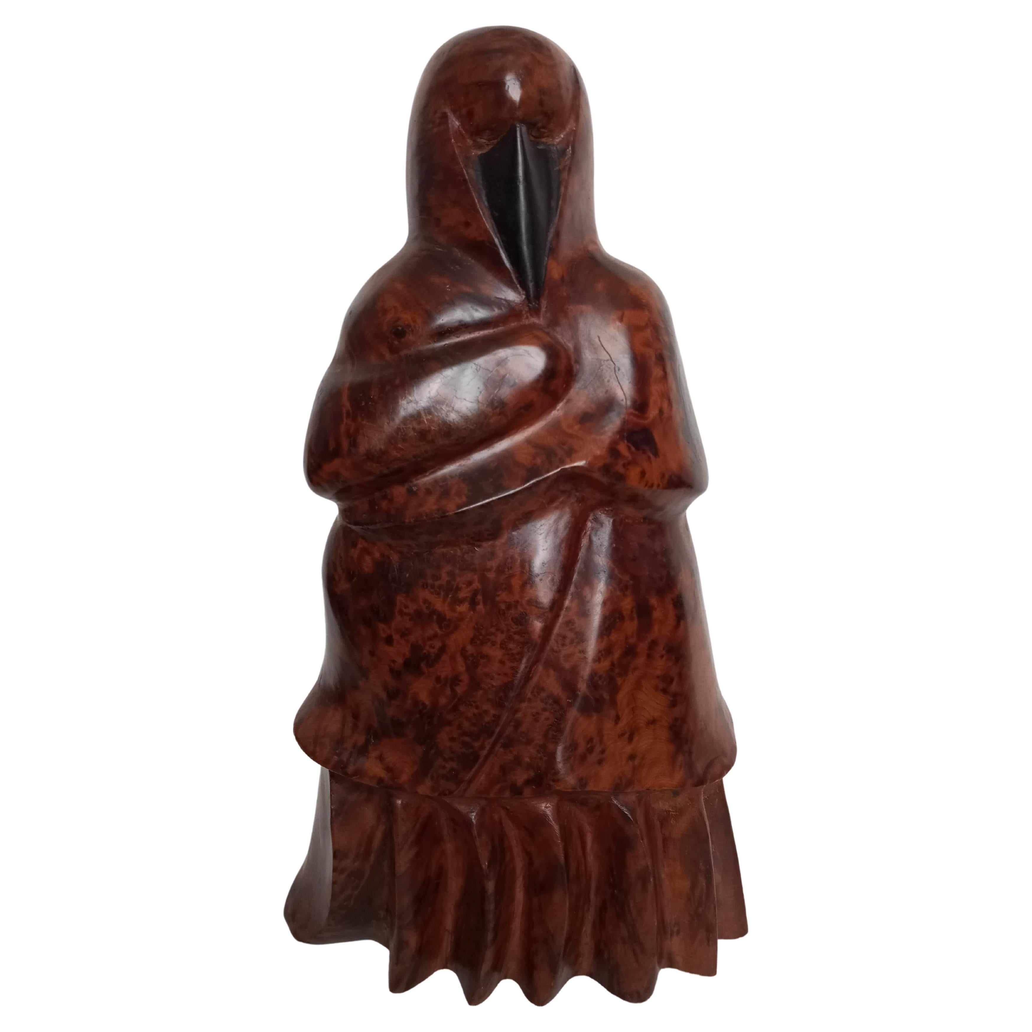 Scultura "donna con hijab" in radica di Thuya