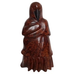 Scultura "donna con hijab" in radica di Thuya