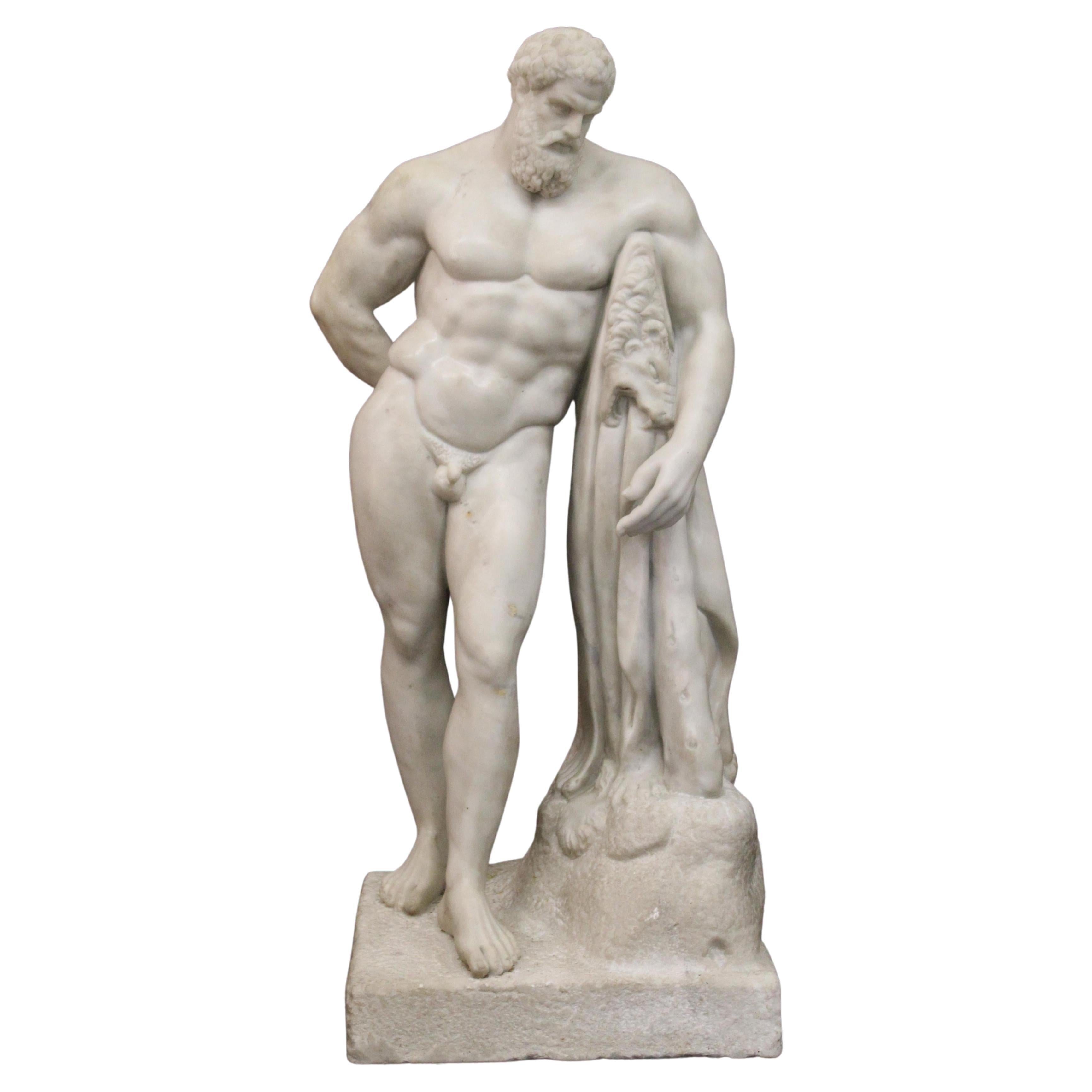 Scultura, Ercole Farnese - 72 cm - Marmo - Inizio XX secolo For Sale