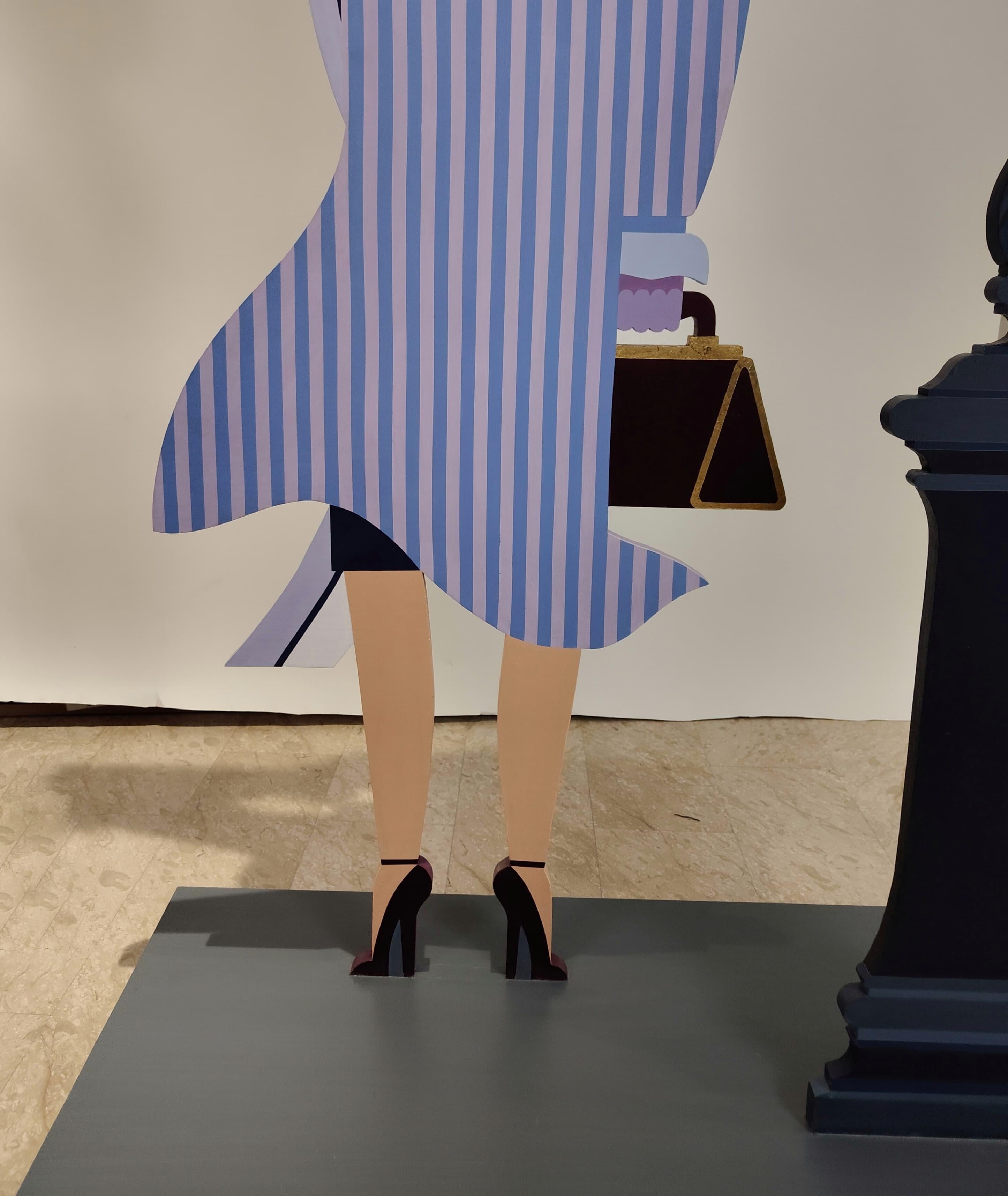 Giancarlo Impiglia 'Escultura femenina', acrílico sobre madera 1980 - Art Déco Late 20th Century en venta