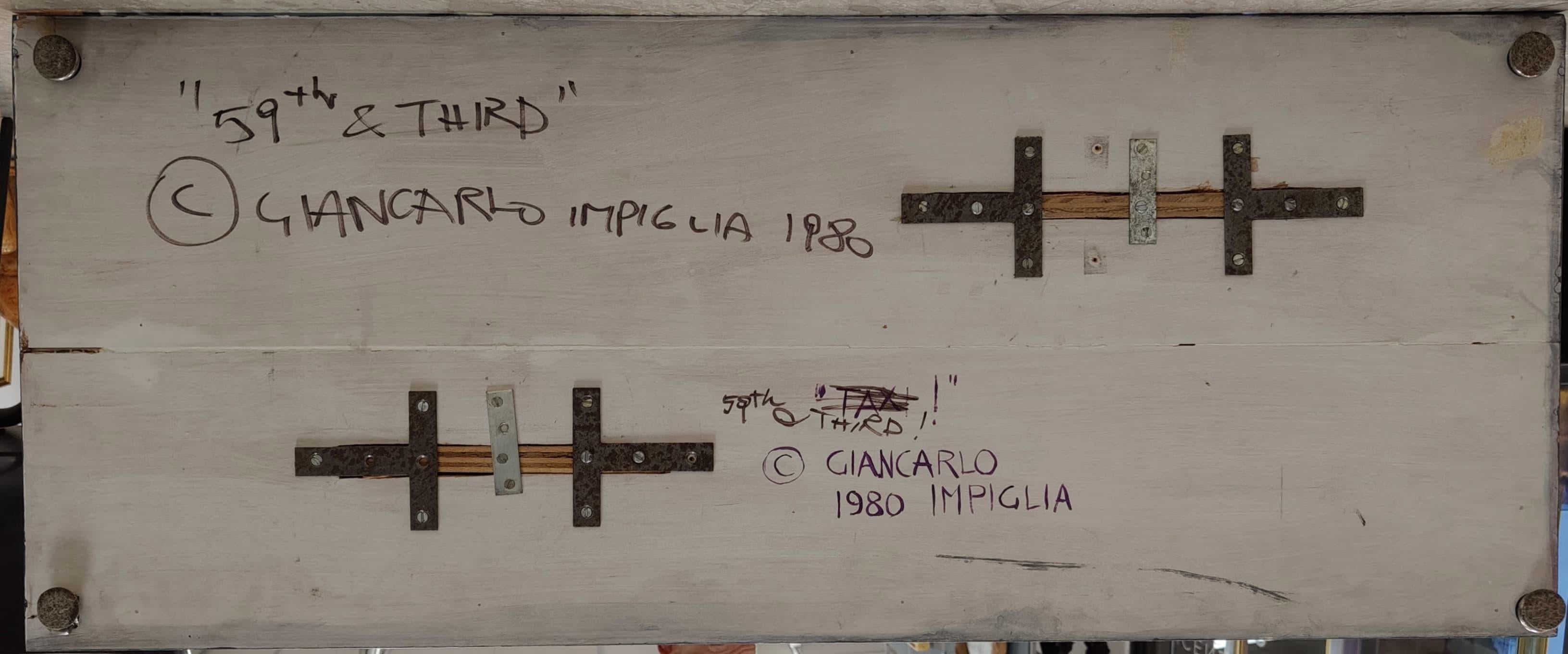 Giancarlo Impiglia 'Escultura femenina', acrílico sobre madera 1980 - Art Déco en venta 1