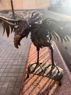 Grande scultura Fenice di Ferro astratta : Rinascita artistica degli anni '50-60