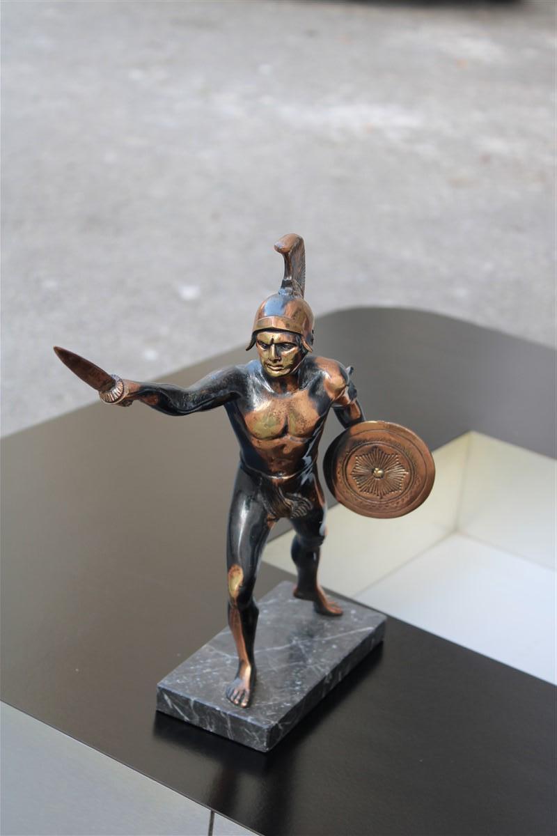 Figurative sculpture in aged metal of a Roman warrior Gladiator 1950 For Sale 5