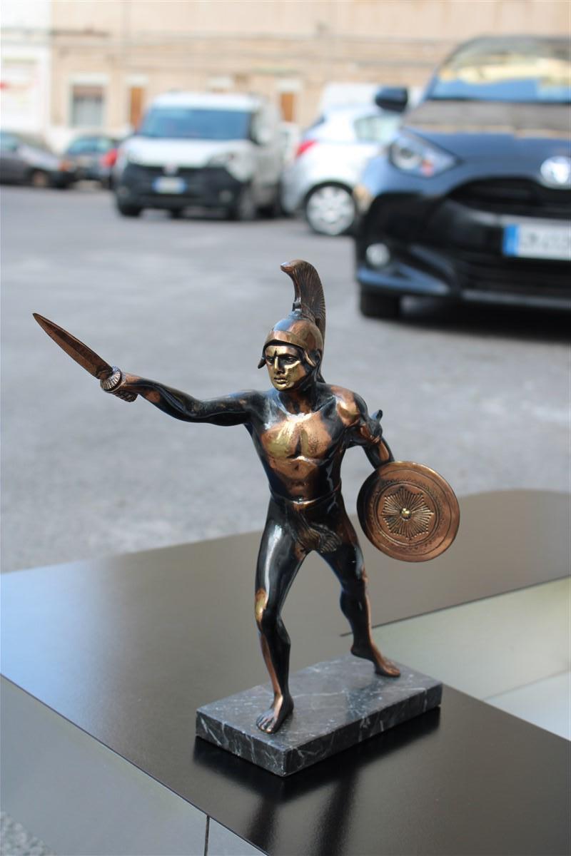 Mid-Century Modern Figurative sculpture in aged metal of a Roman warrior Gladiator 1950 For Sale